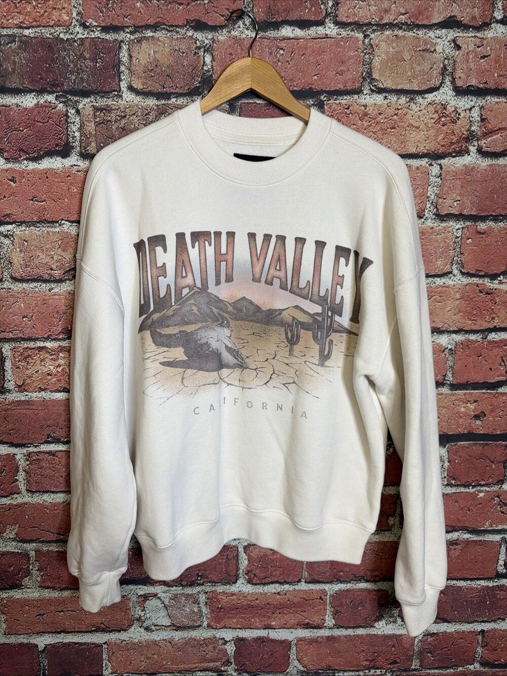 Hollister Crewneck Sweatshirt Death Valley Boxy Fit Medium White